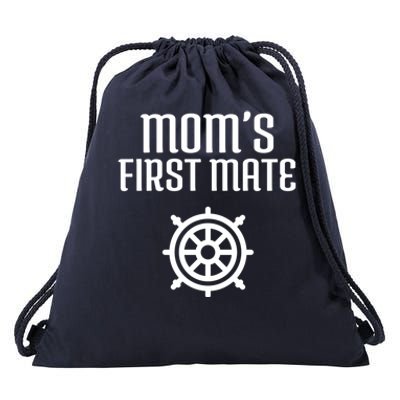 Mom's First Mate Boating Boat Sailor Boat Sailing Captain Gift Drawstring Bag