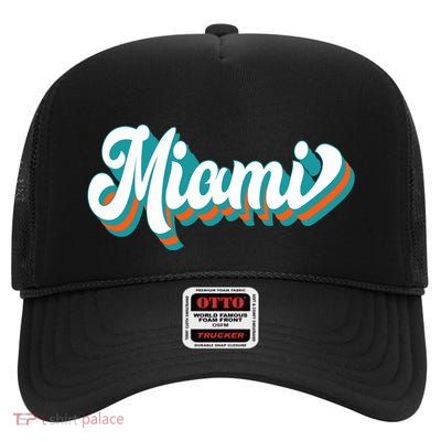 Miami Football High Crown Mesh Back Trucker Hat