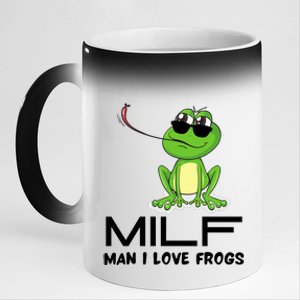 MILF Funny Man I Love Frogs Lover 11oz Black Color Changing Mug