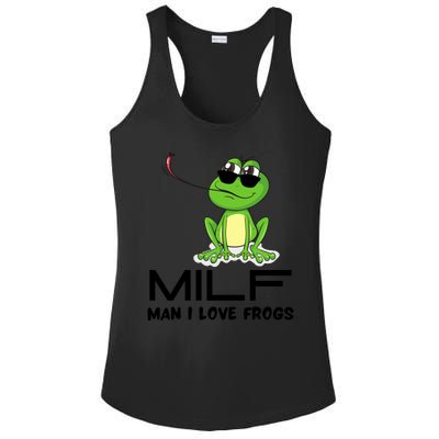 MILF Funny Man I Love Frogs Lover Ladies PosiCharge Competitor Racerback Tank