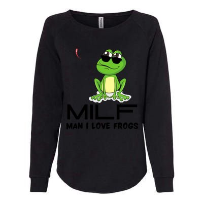 MILF Funny Man I Love Frogs Lover Womens California Wash Sweatshirt