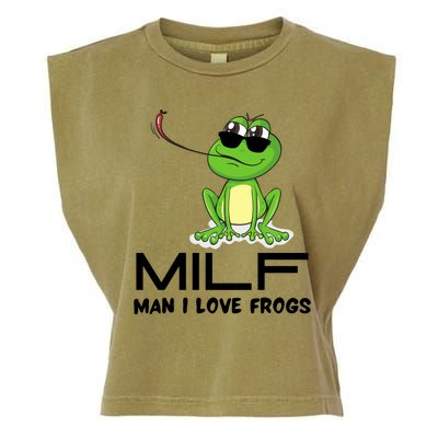 MILF Funny Man I Love Frogs Lover Garment-Dyed Women's Muscle Tee