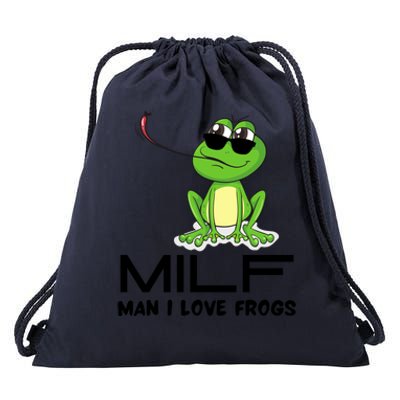 MILF Funny Man I Love Frogs Lover Drawstring Bag