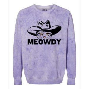 Meowdy Funny Mashup Between Meow And Howdy Cat Meme Gift Colorblast Crewneck Sweatshirt