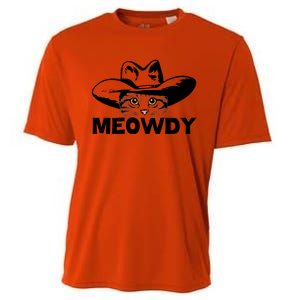 Meowdy Funny Mashup Between Meow And Howdy Cat Meme Gift Cooling Performance Crew T-Shirt