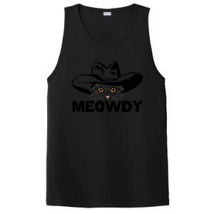 Meowdy Funny Mashup Between Meow And Howdy Cat Meme Gift PosiCharge Competitor Tank