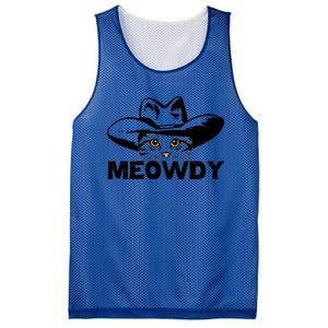 Meowdy Funny Mashup Between Meow And Howdy Cat Meme Gift Mesh Reversible Basketball Jersey Tank