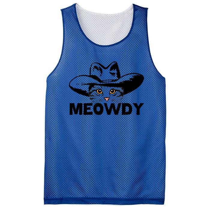 Meowdy Funny Mashup Between Meow And Howdy Cat Meme Gift Mesh Reversible Basketball Jersey Tank