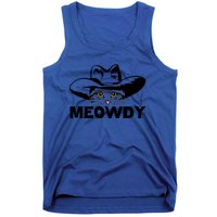 Meowdy Funny Mashup Between Meow And Howdy Cat Meme Gift Tank Top