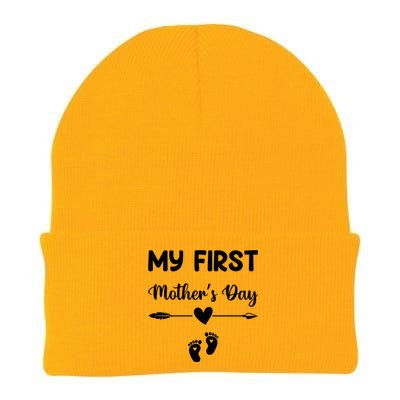 My First Mothers Day New Mom To Be Pregnancy Mothers Day Funny Gift Knit Cap Winter Beanie