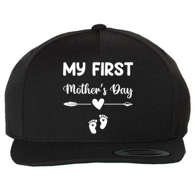 My First Mothers Day New Mom To Be Pregnancy Mothers Day Funny Gift Wool Snapback Cap