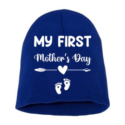 My First Mothers Day New Mom To Be Pregnancy Mothers Day Funny Gift Short Acrylic Beanie