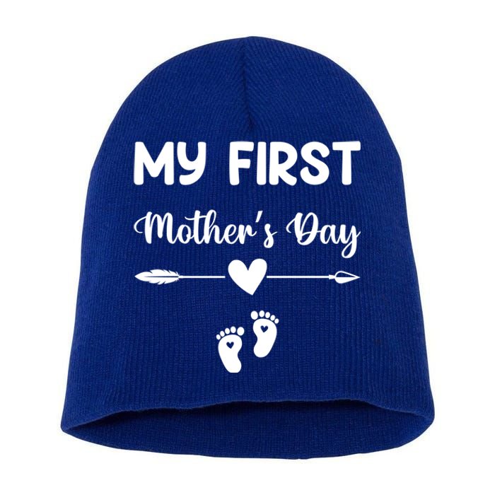 My First Mothers Day New Mom To Be Pregnancy Mothers Day Funny Gift Short Acrylic Beanie