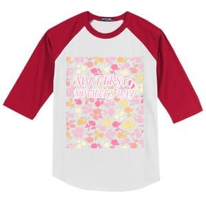 My First Mothers Day Pregnancy Announcet Mom To Be Gift Kids Colorblock Raglan Jersey