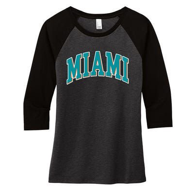 Miami Florida Women's Tri-Blend 3/4-Sleeve Raglan Shirt