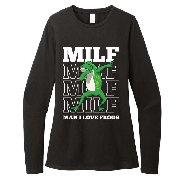 MILF Funny Man I Love Frogs Lover Dabbing Frog Amphibian Womens CVC Long Sleeve Shirt