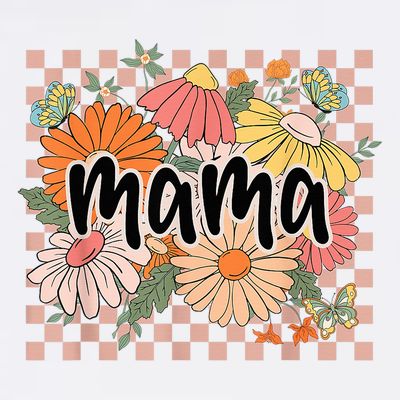 Mama Floral Mother'S Day Wildflower Girl Checkered T-Shirt