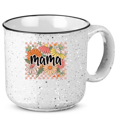 Mama Floral Mother'S Day Wildflower Girl Checkered 15oz Campfire Ceramic Mug