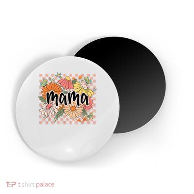 Mama Floral Mother'S Day Wildflower Girl Checkered Magnet