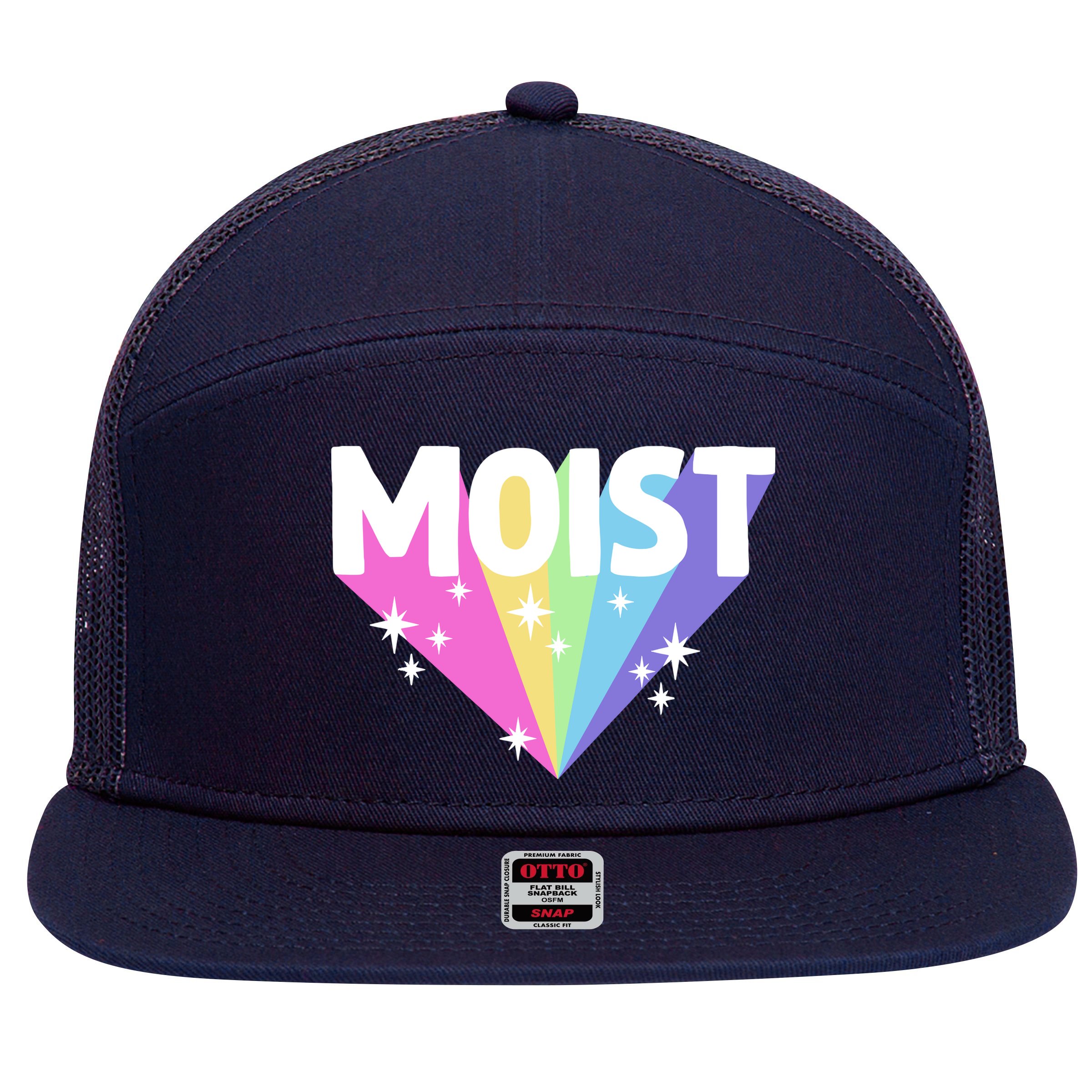 Moist Funny Meme Offensive Weird Cool Hilarious Humorous 7 Panel Mesh Trucker Snapback Hat