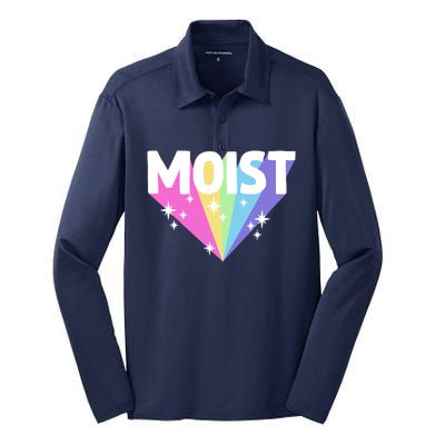 Moist Funny Meme Offensive Weird Cool Hilarious Humorous Silk Touch Performance Long Sleeve Polo