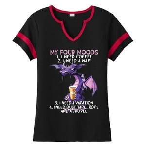 My Four Moods I Need Coffee I Need A Nap Dragon Coffee Lover Ladies Halftime Notch Neck Tee