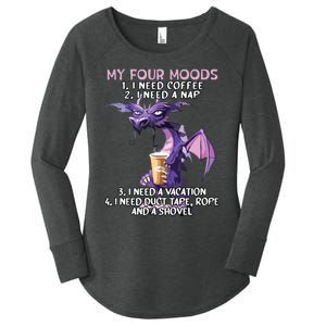 My Four Moods I Need Coffee I Need A Nap Dragon Coffee Lover Women's Perfect Tri Tunic Long Sleeve Shirt