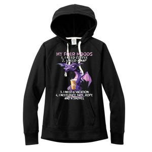 My Four Moods I Need Coffee I Need A Nap Dragon Coffee Lover Women's Fleece Hoodie