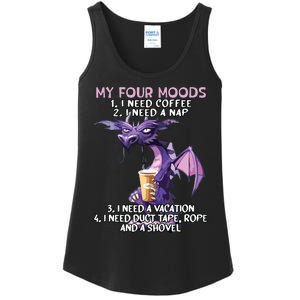 My Four Moods I Need Coffee I Need A Nap Dragon Coffee Lover Ladies Essential Tank