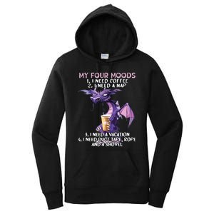 My Four Moods I Need Coffee I Need A Nap Dragon Coffee Lover Women's Pullover Hoodie