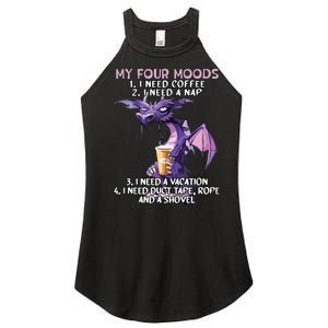 My Four Moods I Need Coffee I Need A Nap Dragon Coffee Lover Women's Perfect Tri Rocker Tank