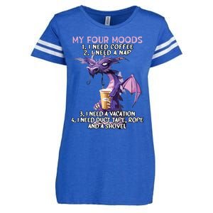 My Four Moods I Need Coffee I Need A Nap Dragon Coffee Lover Enza Ladies Jersey Football T-Shirt