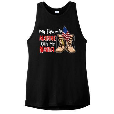 My Favorite Marine Calls Me Nana Ladies PosiCharge Tri-Blend Wicking Tank