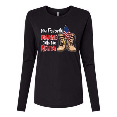 My Favorite Marine Calls Me Nana Womens Cotton Relaxed Long Sleeve T-Shirt