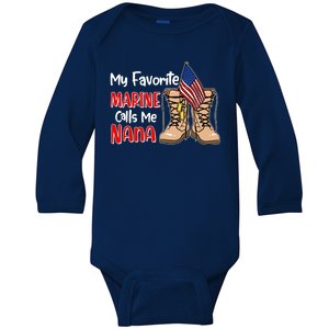 My Favorite Marine Calls Me Nana Baby Long Sleeve Bodysuit