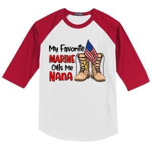 My Favorite Marine Calls Me Nana Kids Colorblock Raglan Jersey