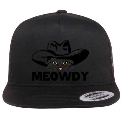 Meowdy Funny Mashup Between Meow And Howdy Cat Meme Cool Gift Flat Bill Trucker Hat