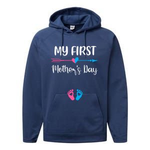 My First Mothers Day Pregnancy Announcegift Mom To Be Great Gift Performance Fleece Hoodie