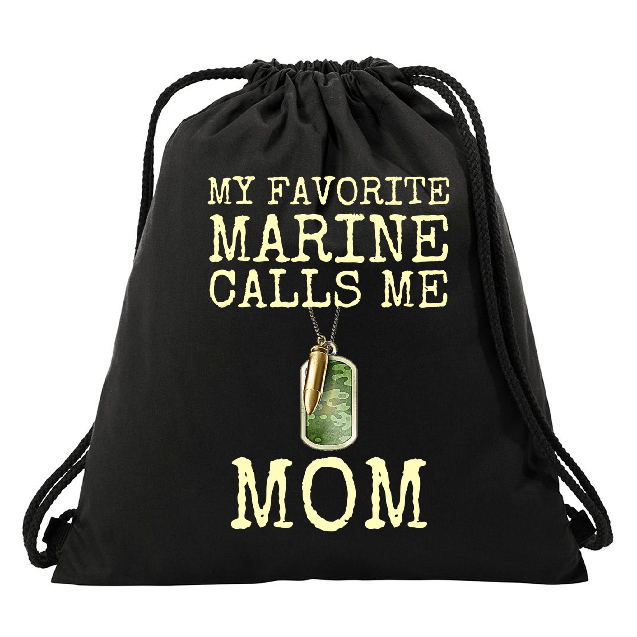 My Favorite Marine Calls Me Mom Cool Gift Drawstring Bag