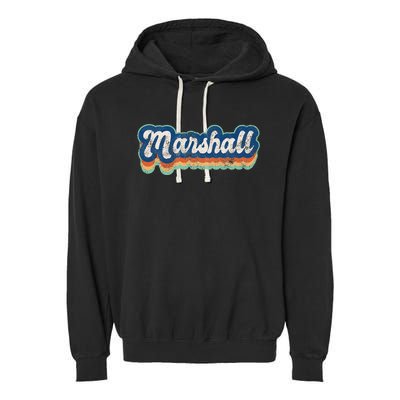 Marshall First Name Boy Vintage Style 70s 80s Personalized Garment-Dyed Fleece Hoodie