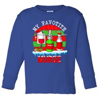 My Favorite Nurse Christmas Santa Hat Costume Proud Job Meaningful Gift Toddler Long Sleeve Shirt