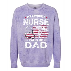 My Favorite Nurse Calls Me Dad Fathers Day Gifts Papa Colorblast Crewneck Sweatshirt