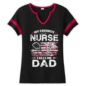 My Favorite Nurse Calls Me Dad Fathers Day Gifts Papa Ladies Halftime Notch Neck Tee