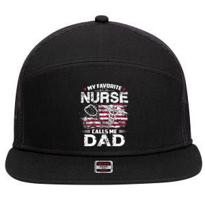 My Favorite Nurse Calls Me Dad Fathers Day Gifts Papa 7 Panel Mesh Trucker Snapback Hat