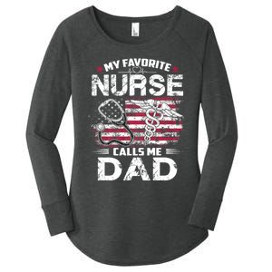 My Favorite Nurse Calls Me Dad Fathers Day Gifts Papa Women's Perfect Tri Tunic Long Sleeve Shirt