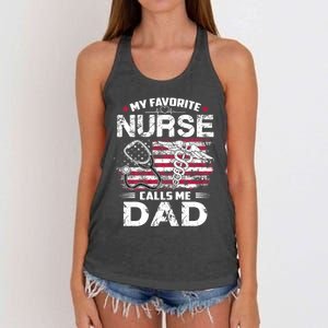 My Favorite Nurse Calls Me Dad Fathers Day Gifts Papa Women's Knotted Racerback Tank