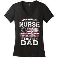 My Favorite Nurse Calls Me Dad Fathers Day Gifts Papa Women's V-Neck T-Shirt