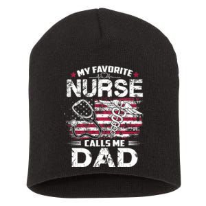 My Favorite Nurse Calls Me Dad Fathers Day Gifts Papa Short Acrylic Beanie