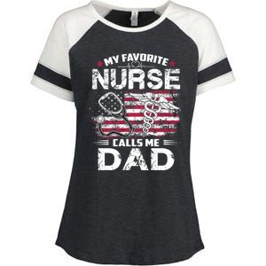 My Favorite Nurse Calls Me Dad Fathers Day Gifts Papa Enza Ladies Jersey Colorblock Tee