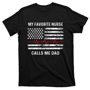 My Favorite Nurse Calls Me Dad American Flag Nurse T-Shirt